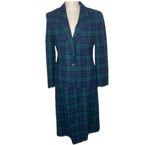 Pendleton Pure Virgin Wool Authentic Black Watch Tartan Blazer Skirt Set 12P